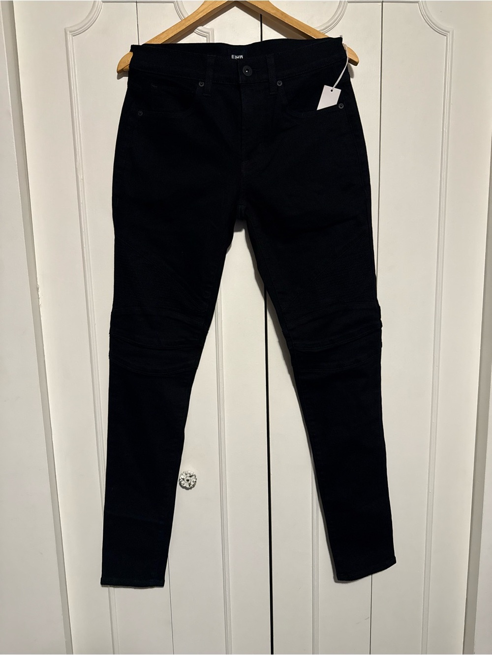 Hudson Jeans Black Skinny Moto Ribbed-Knee Jeans